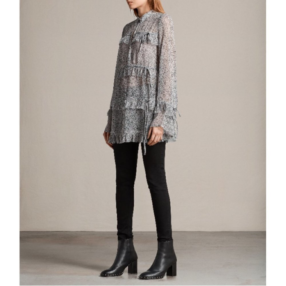 💕ALLSAINTS💕 Deirdre LeoDot Shirt ~ Pale Pink Large NWT - Picture 8 of 15